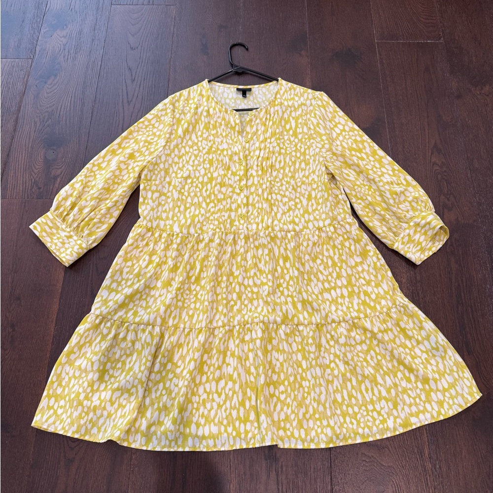 Who What Wear Yellow & White Print Dress Size Large